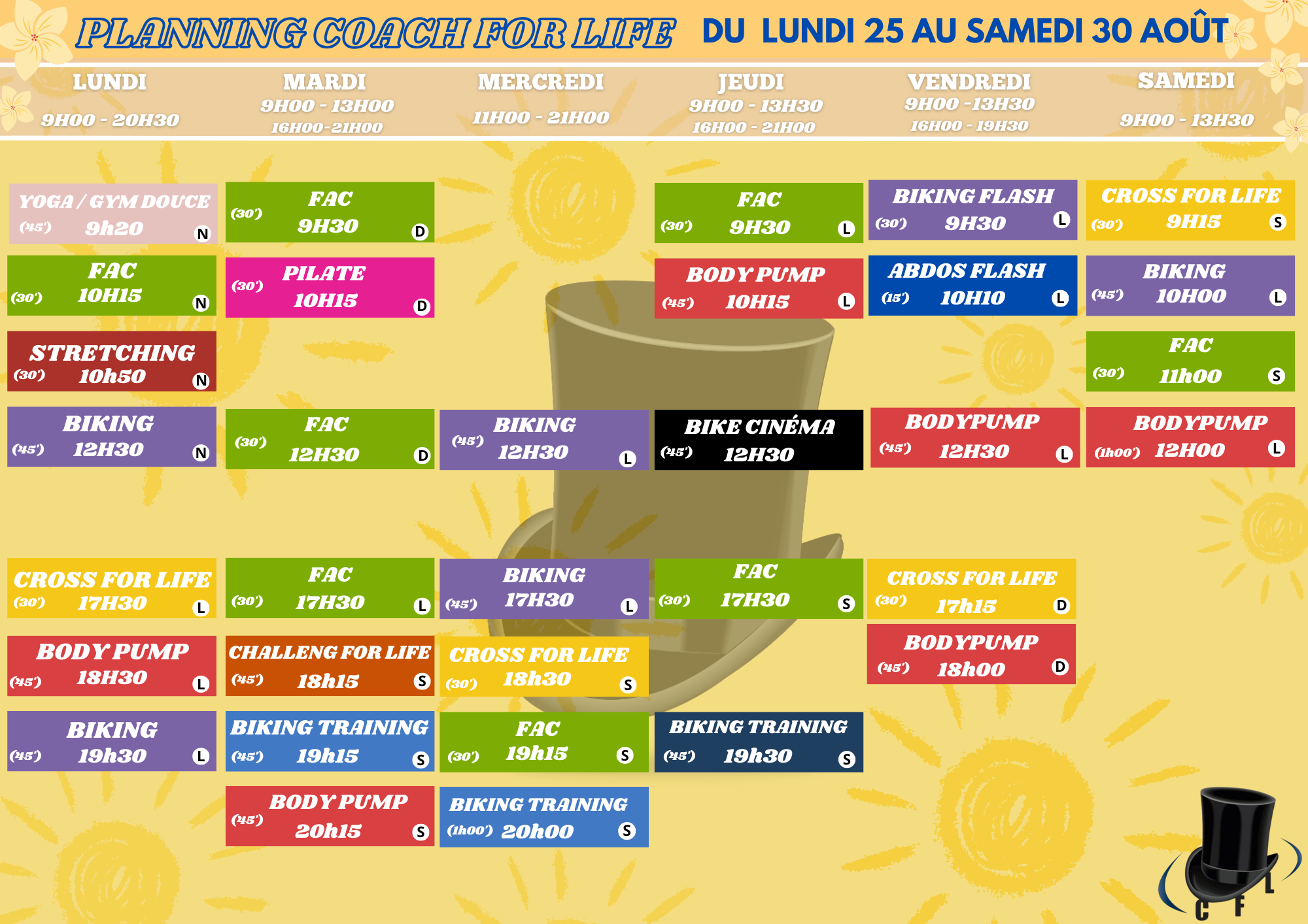 Planning de nos coachings fitness à Amiens